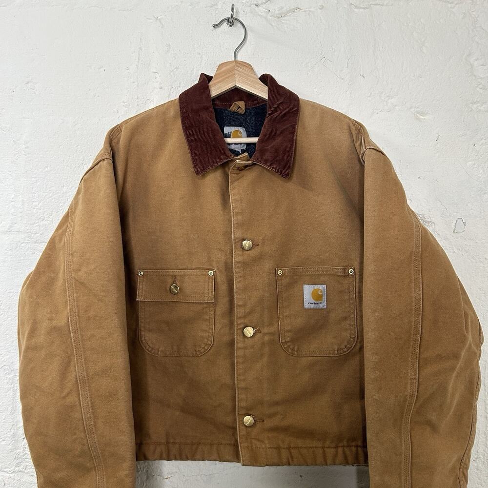 Y2K Cropped Carhartt Blanket-Lined Chore Coat “Brown” C001 - Picture 3 of 13